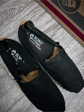 Bobs Black Slip-On Memory Foam Shoes 7.5